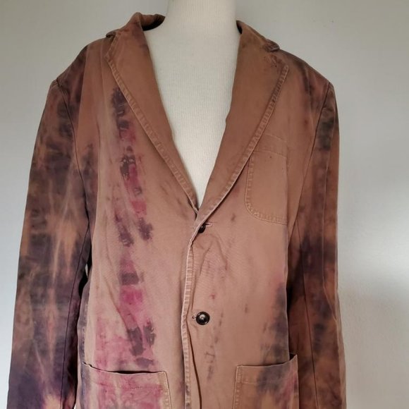 Cowboy western rustic camo Blazer sports Coat dyed brown khaki black gray tan XL - Picture 9 of 12